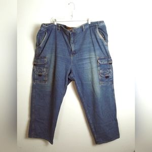Boulder Creek Cargo Denim Pant Men's Size 50×38 Big Medium Wash Work Wear